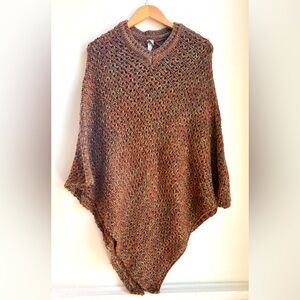 Chico’s Metallic Knit Shawl Shrug Top Fall Colors 🧶 poncho